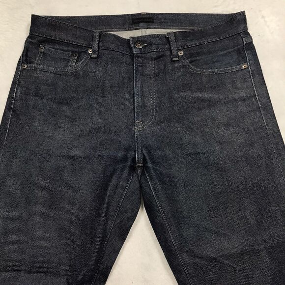 UNIQLO Selvedge Jeans Men 33x27 (33/34 tag) Crop Fray Dark Kaihara Raw Wash Slim - Picture 4 of 16